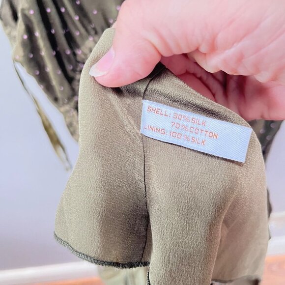 Walter Olive Green‎ Silk Blend Polka Dot Sundress- Size S - Picture 7 of 7